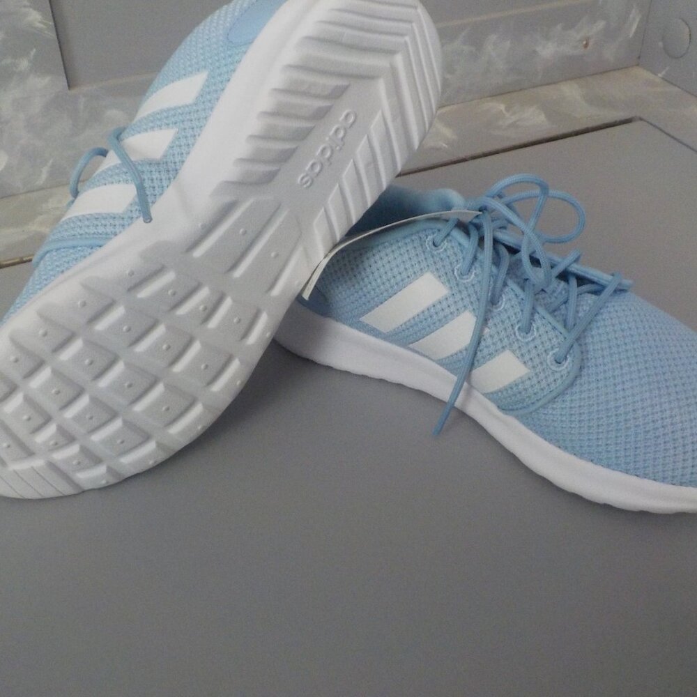 ADIDAS CLOUDFORM WOMENS SIZE 6M LIGHT BLUE AND WHITE QT RACER SNEAKERS - Picture 7 of 11